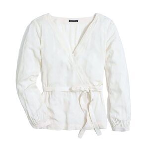 J. Crew Mercantile Long Sleeve 'Vintage Wrap Top' in 'Champagne'/Cream Size 00